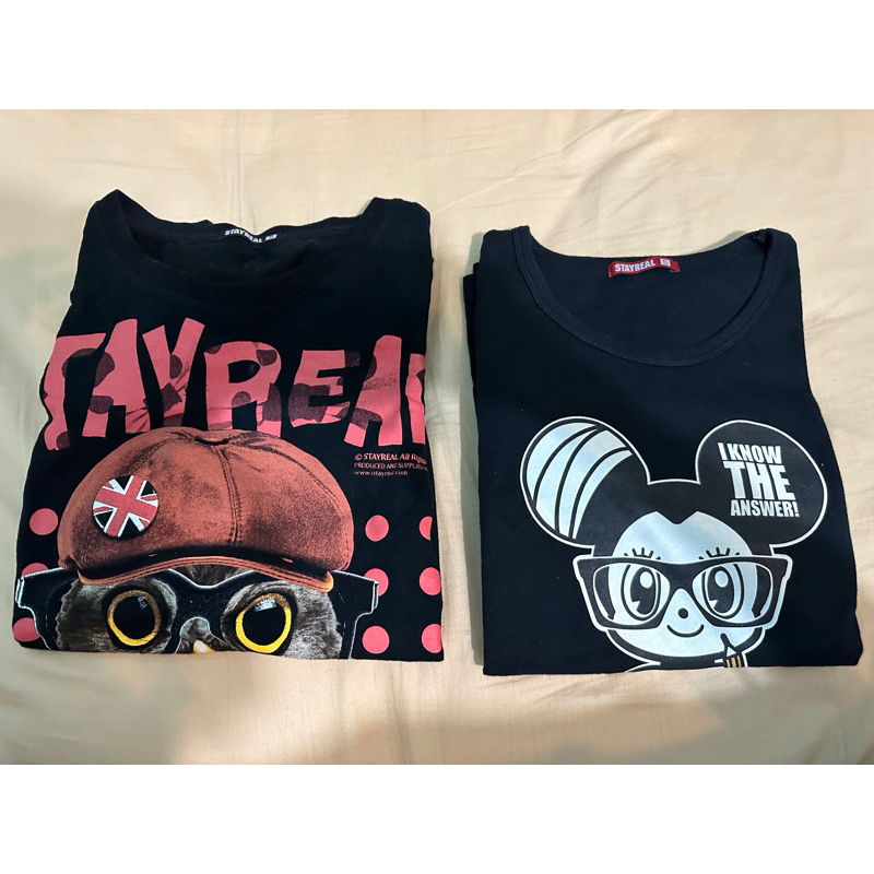 九成新/STAYREAL T恤 小鼠&amp; 貓頭鷹