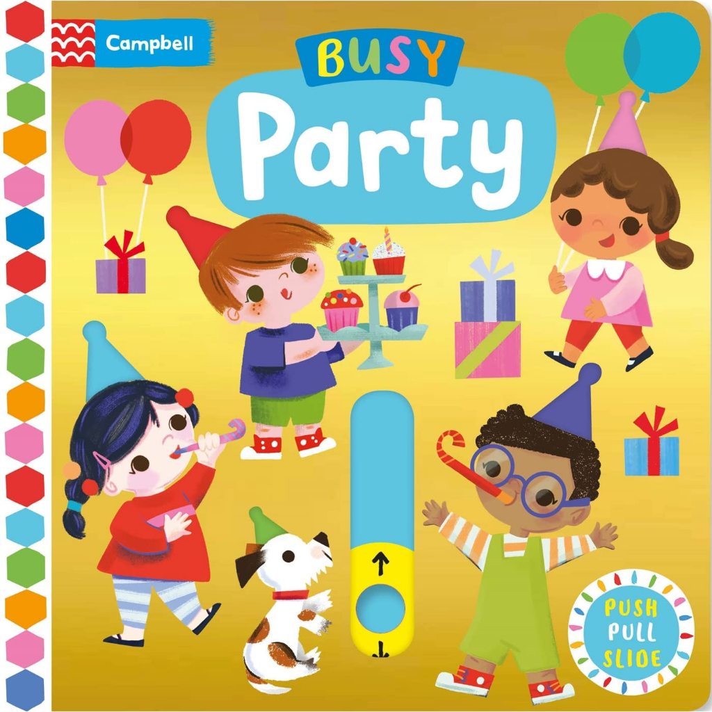 【Campbell 】英國版 硬頁推拉遊戲書 Busy Party (附 QRcode 音檔)