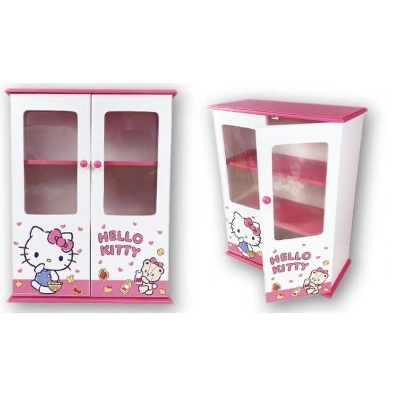 ♥小玫瑰日本精品♥ Hellokitty 美樂蒂 拉門收納櫃 木製 置物櫃 收納櫃 化妝品櫃 ~ 3