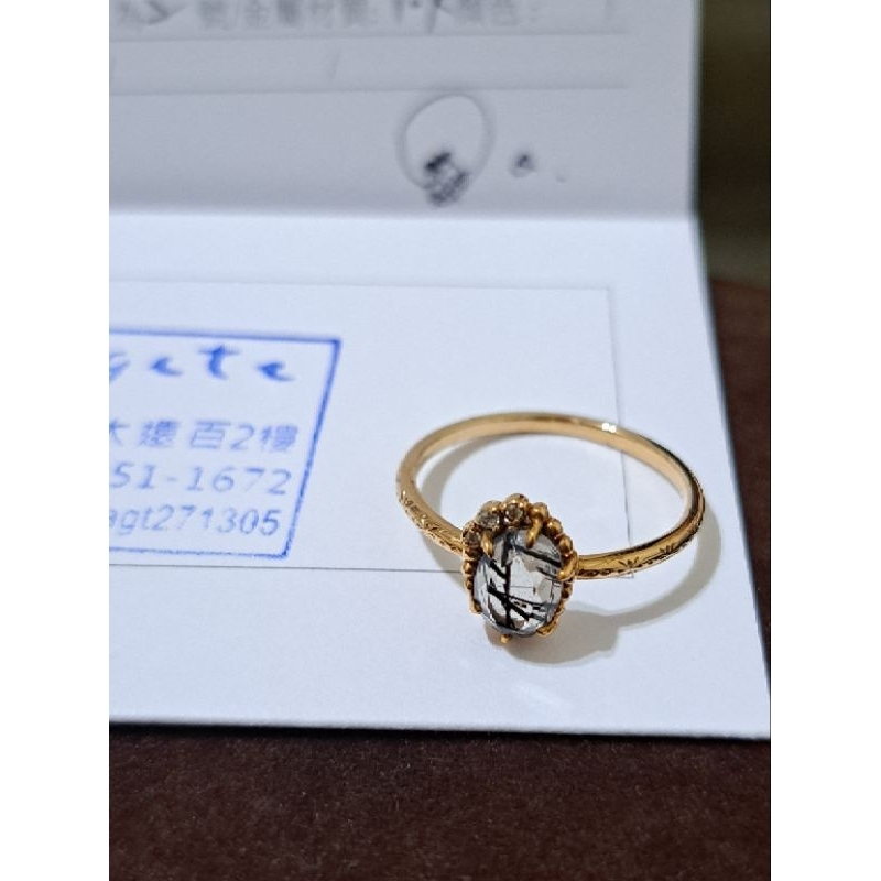 [飾品-agete、NOJESS] 黑髮晶小鑽10K戒指