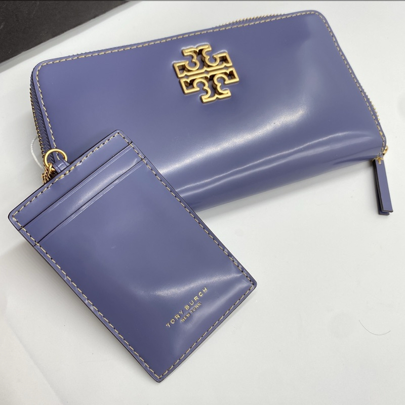 Tory Burch BRITTEN紫色滑面長夾