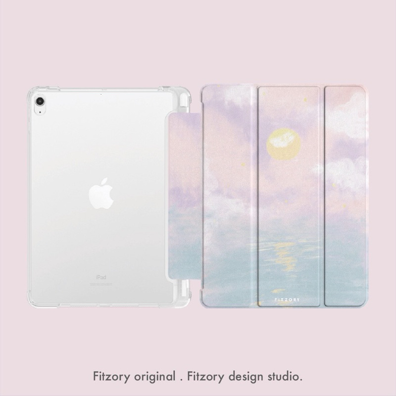 二手9成新 FITZORY ipad保護殼 ipad case粉紫月光 三折透明筆槽款 Air4 10.9吋