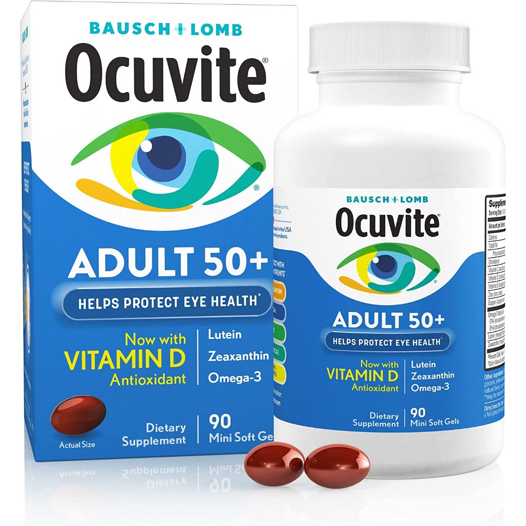 【Bausch+Lomb Ocuvite】 50+ 銀髮族 眼睛的維他命葉黃素 5mg Omega-3 (90膠囊包裝)