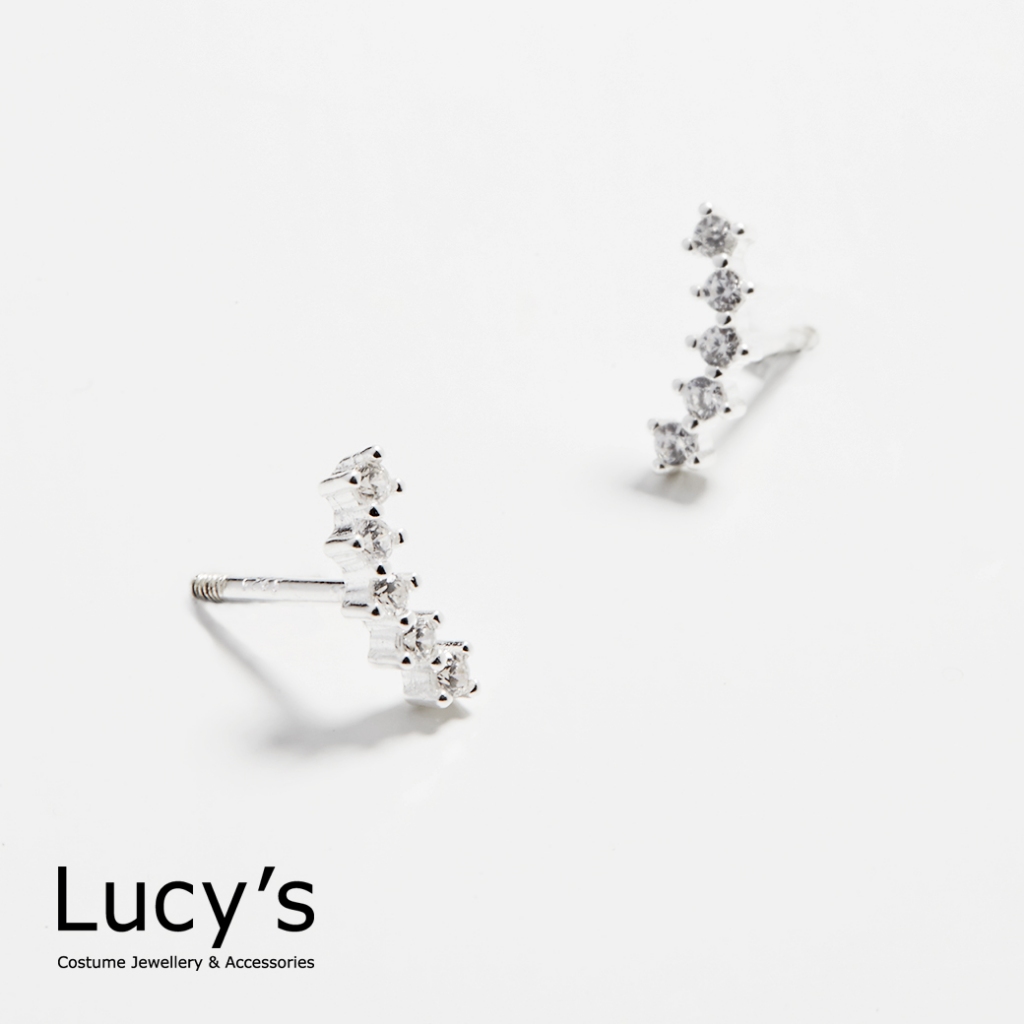 Lucy's 925純銀 微笑排鑽 轉珠耳環 (106979)