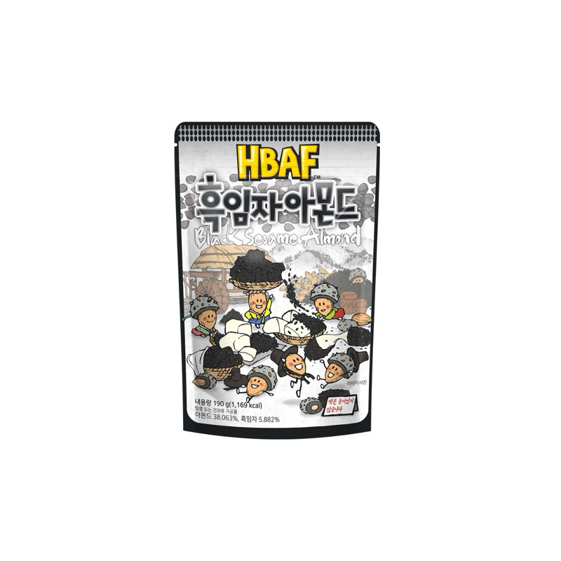 當天出貨 - （190g) 韓國貨 HBAF 杏仁果 黑芝麻口味 效期2025/03/15