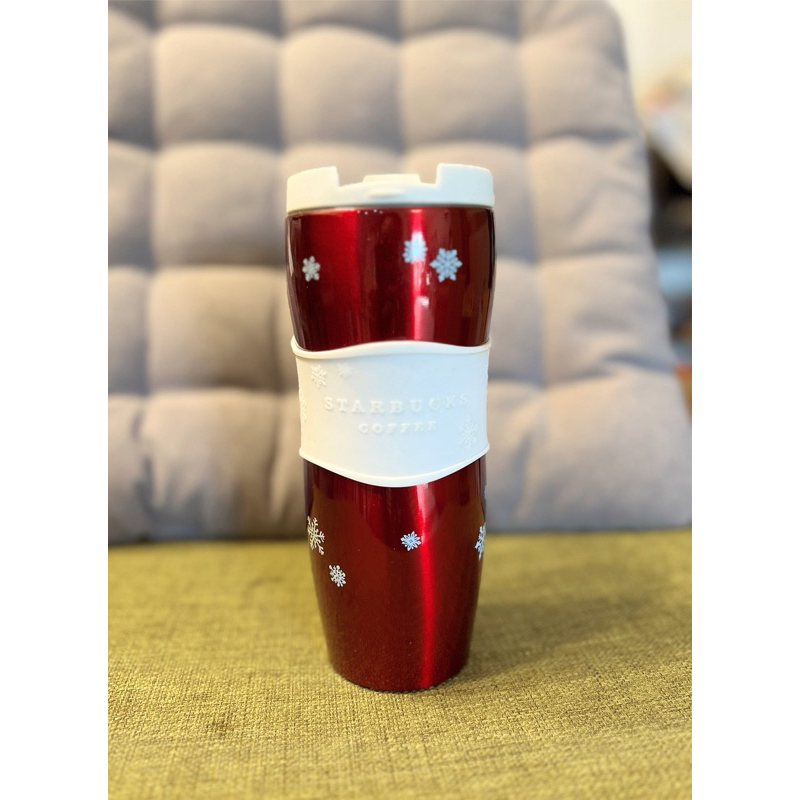 全新星巴克*隨身瓶350ml-紅色雪花耶誕禮物不鏽鋼保溫瓶隨行杯保溫杯不鏽鋼保溫咖啡杯耶誕禮物