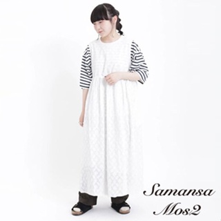 Samansa Mos2 緹花圖案後綁帶純棉圓領背心洋裝(FB36L0H0280)