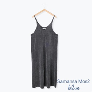 Samansa Mos2 blue 微光澤感V領細肩帶洋裝(FG27L0H0680)