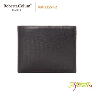 諾貝達Roberta Colum 鱷魚紋真皮皮夾 短夾 RM-23551-2 咖啡色 彩色世界