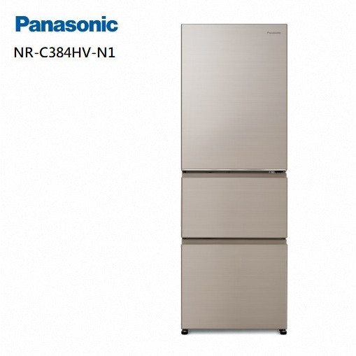 【Panasonic國際牌】NR-C384HV-N1 385公升 三門變頻冰箱(鋼板) 香檳金