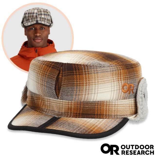 【Outdoor Research】內刷毛保暖覆耳羊毛帽子 YUKON CAP/遮耳棒球帽_古銅格紋_OR243658
