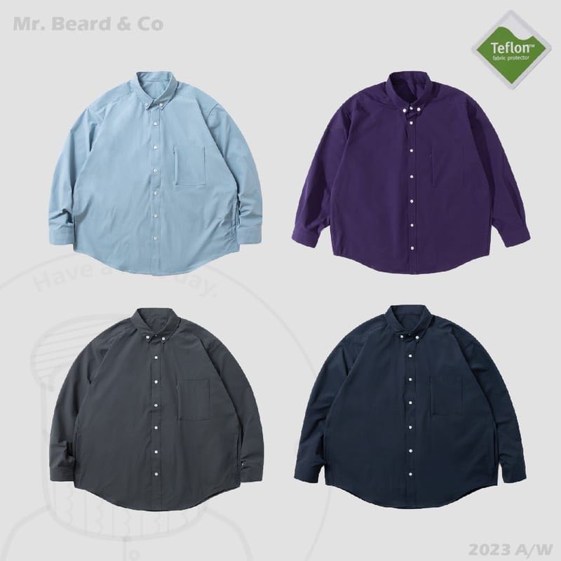 【MBC】Teflon 防潑水 防污垢 日系寬鬆 拉鍊式口袋 機能布長袖襯衫