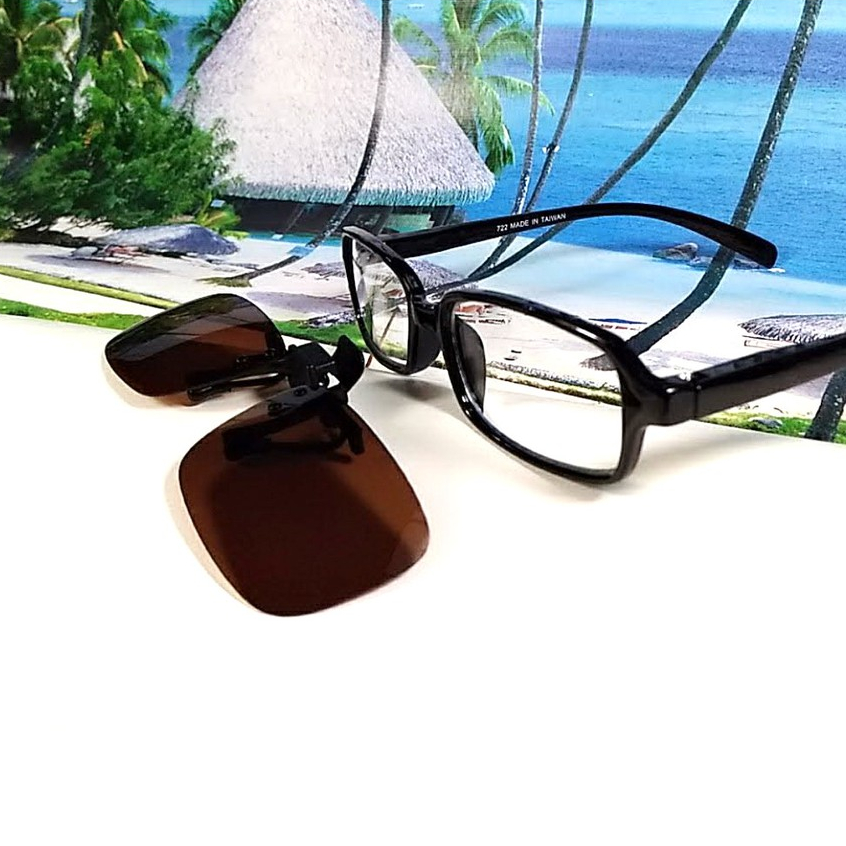 偏光太陽眼鏡夾片 台灣製 小型方款 34MM 掛式太陽眼鏡 輕巧 偏光夾片/ 夾式太陽眼鏡 夏天開車休閒運動 近視族夾片
