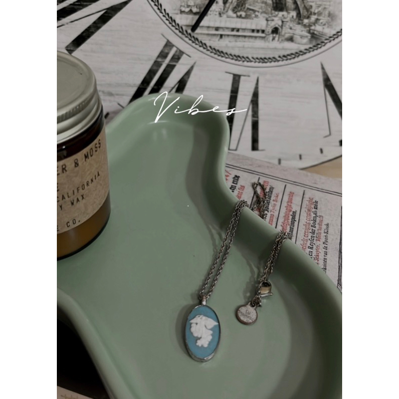 珍藏歲月老件系列 Wedgwood英國品牌專櫃正品 Wedgwood blue 浮雕玉石雲朵天使鍍銀項鍊