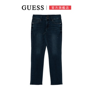 【GUESS】極簡百搭直筒牛仔褲-深藍