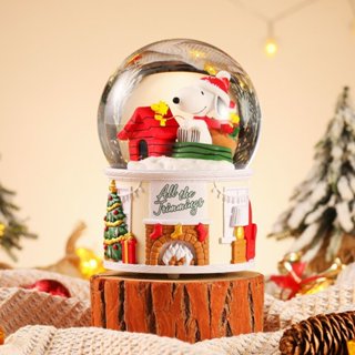 【新品現貨 JARLL讚爾藝術】Snoopy史努比聖誕雪橇(彩色) 水晶球音樂盒 聖誕禮物SP23013
