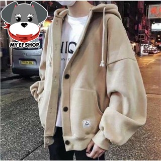 My EF★買衣服-男連帽外套 鈕扣 時尚 休閒刷毛大尺碼外搭 韓版 男生外套【NL681044】