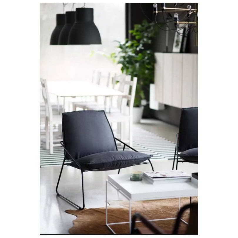 絕版品/北歐LOFT風格IKEA宜家VILLSTAD扶手椅休閒椅軟墊椅工作椅餐椅懶人椅/深灰色/二手八成新/特$1580