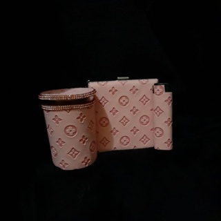 粉紅皮革造型水鑽杯-時尚新款+煙盒套組