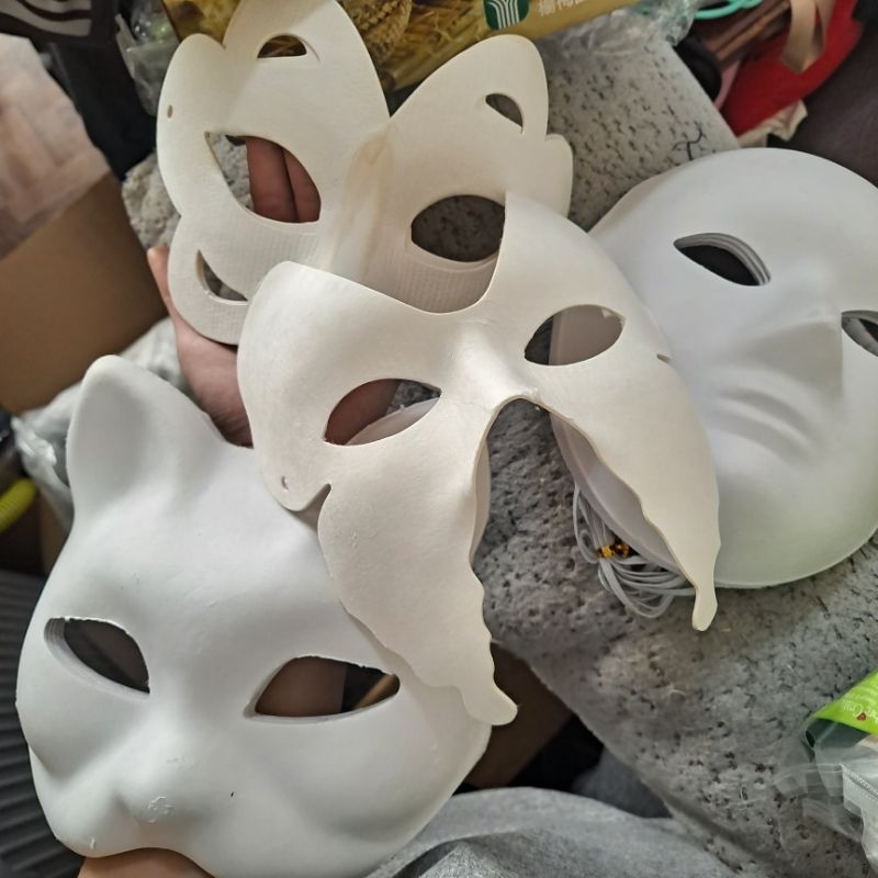 空白面具，全臉面具，貓型面具，花形蝶型