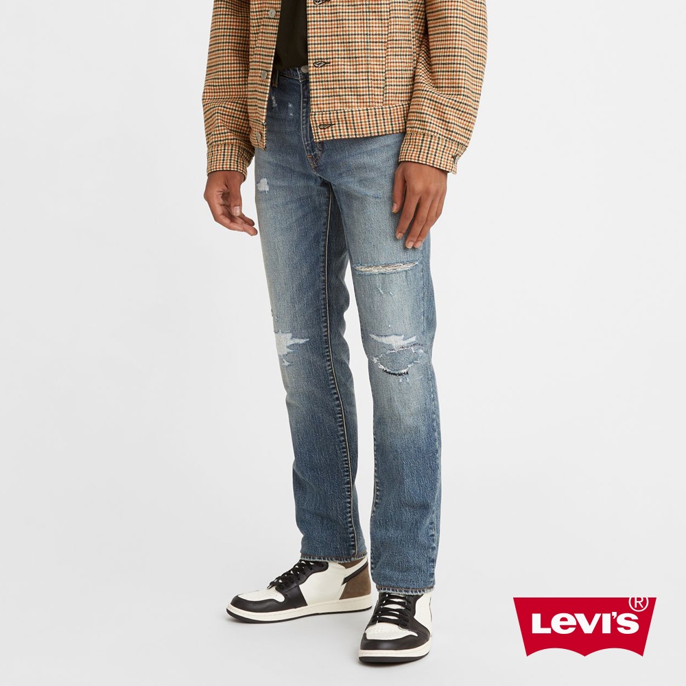 Levis 男款 牛仔褲 511 修身窄管 多重刷破補丁工藝 彈性布料 04511-5241