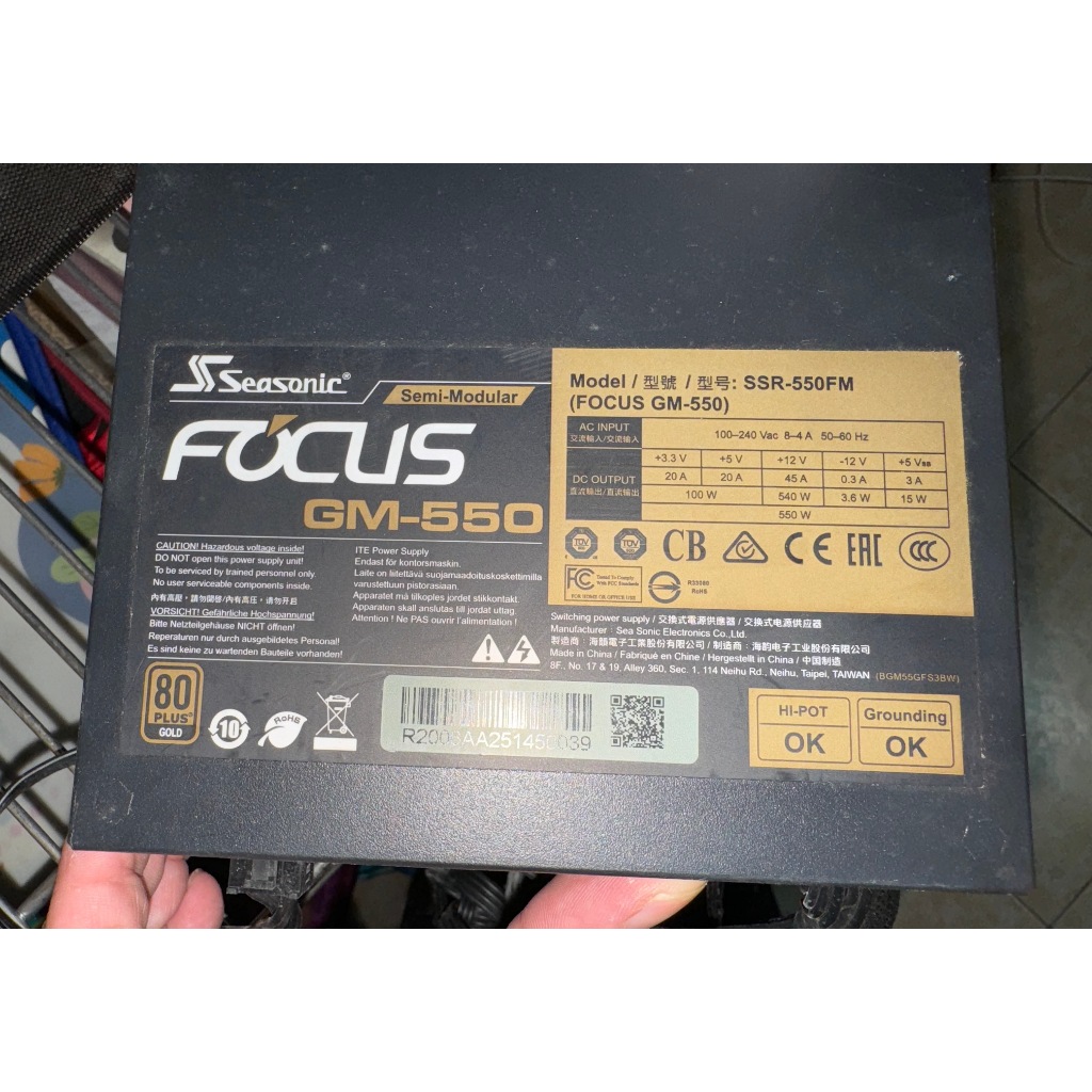 SeaSonic 海韻 Focus GM-550 550W 金牌 半模組 電源供應器 二手