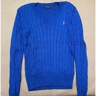 Polo Ralph Lauren 寶藍色 亮藍色 橘標 麻花毛衣 V領毛衣 針織衫