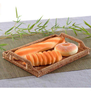 越南藤編 方形茶盤收納筐 面包零食筐客廳桌面方形收納筐