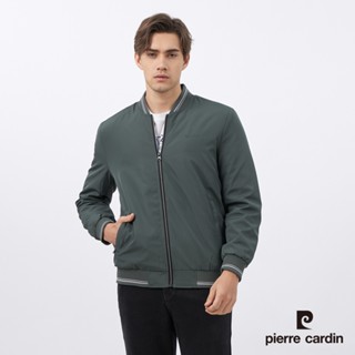 【pierre cardin皮爾卡登】男裝 都會休閒素色棒球領鋪棉夾克外套-深綠色 (5235763-47)