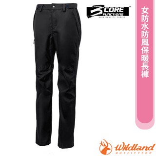 【荒野 WildLand】女 款防水防風保暖長褲 機能性休閒工作褲/Q 3CORE 防風防水透氣 黑 W2329