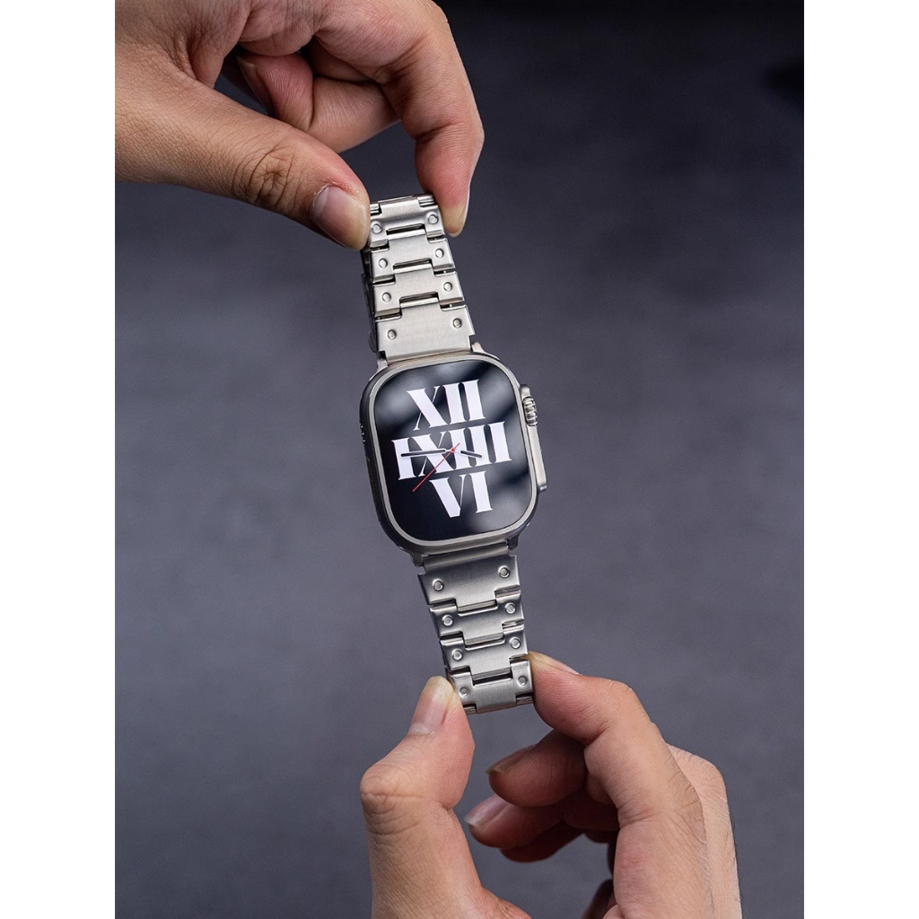 《台灣出貨》高端 APPLE WATCH 不鏽鋼 小方塊錶帶 鈦金色錶帶 S8 S7 S9 iwatch全系列 男士錶帶