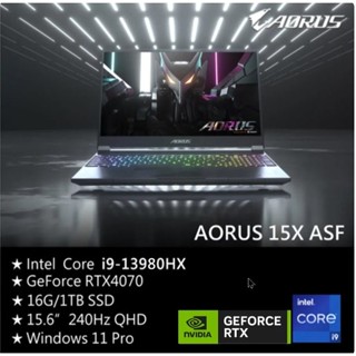 技嘉 AORUS 15X ASF 尊爵黑(i9-13980HX/16G/RTX4070-8G/1TB PCIe/W11