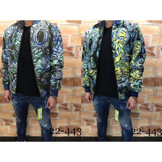 高雄凡賽斯歐洲精品 VERSACE JEANS 凡賽斯綠標 滿版花紋 黑色 綠色 飛行外套 外套 風衣外套