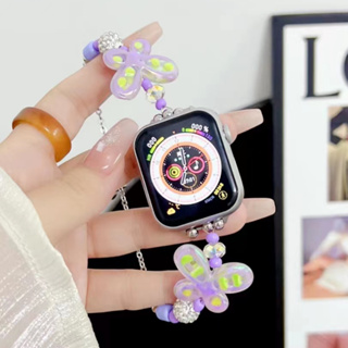 DIY蝴蝶 可愛少女手錶腕帶 適用applewatchS9錶帶iwatch87654321代ultra 蘋果錶帶