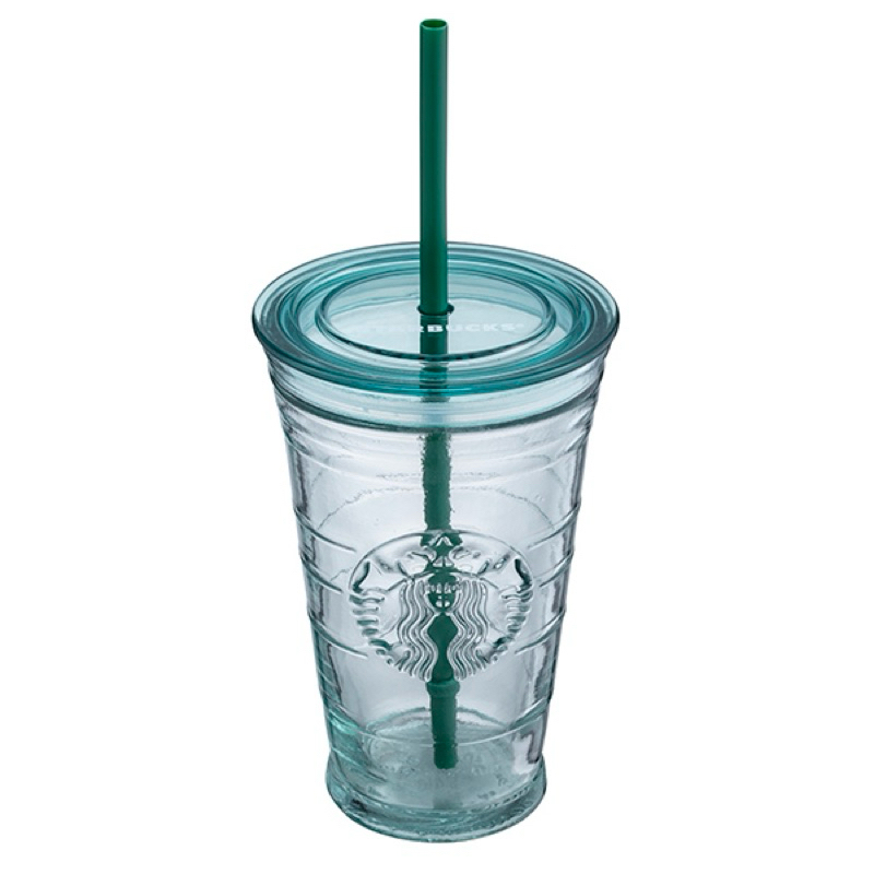 現貨 全新未使用 星巴克 STARBUCKS 咖啡玻璃Togo冷水杯 透明女神 吸管杯 冷飲 浮雕