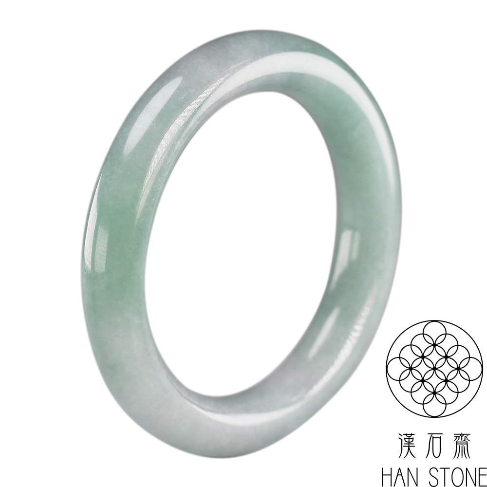 【漢石齋】 天然翡翠A貨 圓條手鐲玉鐲 春帶彩種(手圍16.5/版寬11.2mm)