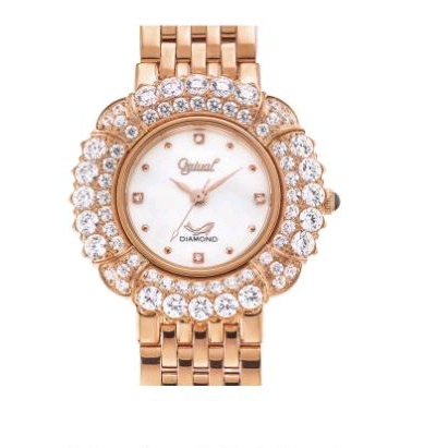 【Ogival 愛其華】璀璨薔薇 滿鑽珠寶腕錶 -玫瑰金色/粉藍銀色