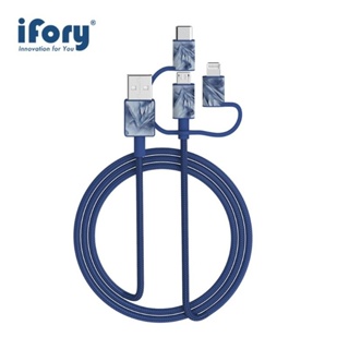 【iFory 全新 】USB-A to MicroB+Lightning+Type-C 三合一 編織充電/傳輸線