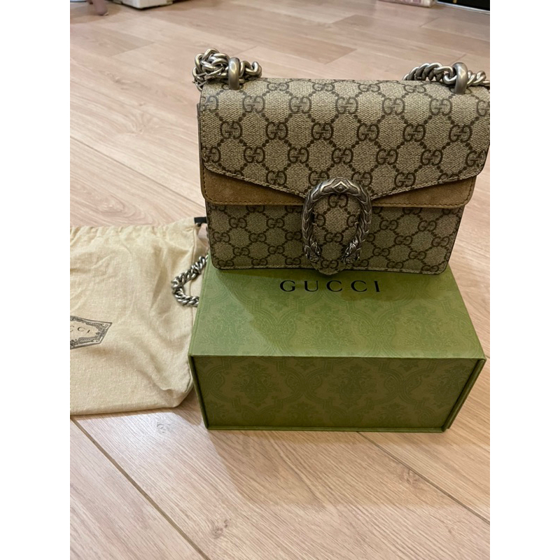 近全新GUCCI 古馳 Dionysus 虎頭釦飾雙鏈條包