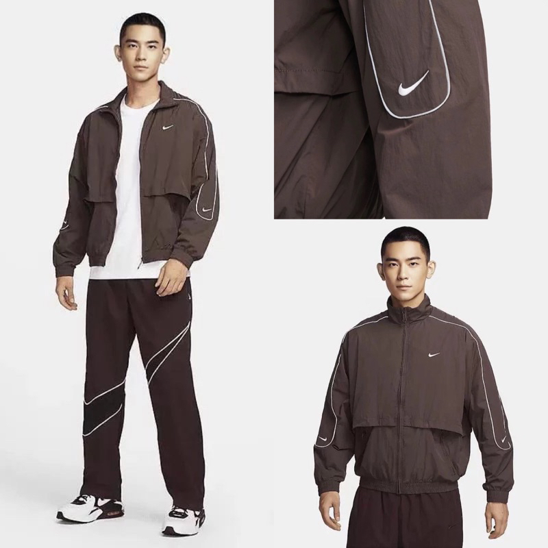 Lcshop✨ 23SS Nike Sportswear Solo Swoosh 男薄款防風衝鋒衣拉鍊運動休閒夾克外套