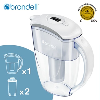 【美國邦特爾】Brondell H2O+ 八周長效濾水壺（白）2芯 - 買再贈濾心1入（共3芯）