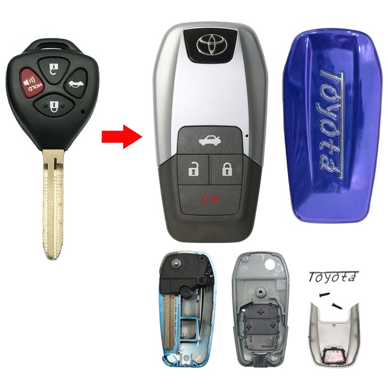 【現貨】適用TOYOTA 豐田摺疊鑰匙 RAV4 CAMRY ALTIS VIOS WISH YARIS汽車鑰匙改裝新款