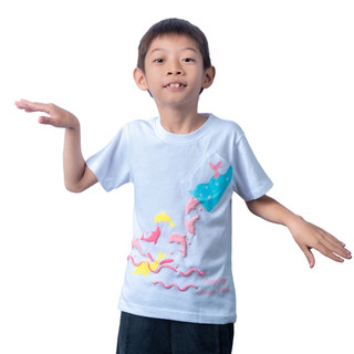 Farglory Ocean Park遠雄海洋公園 奔浪海豚 短T-白 T恤 白色 童裝 親子裝 100%純棉 臺灣製