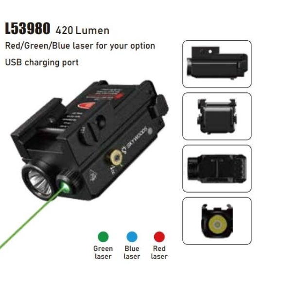 真品 美國SKYWOODS 磁吸充電 小型雷射槍燈 420流明 綠雷 紅雷L53980 L53981