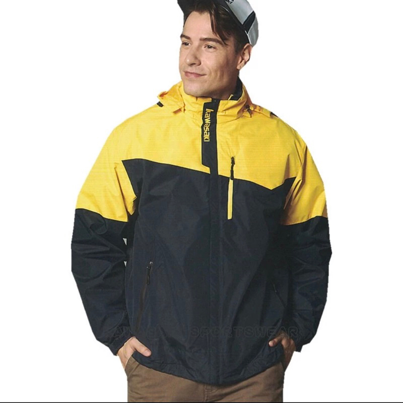 Kawasaki 連帽外套 黃黑 保暖外套 防風外套 二合一外套
