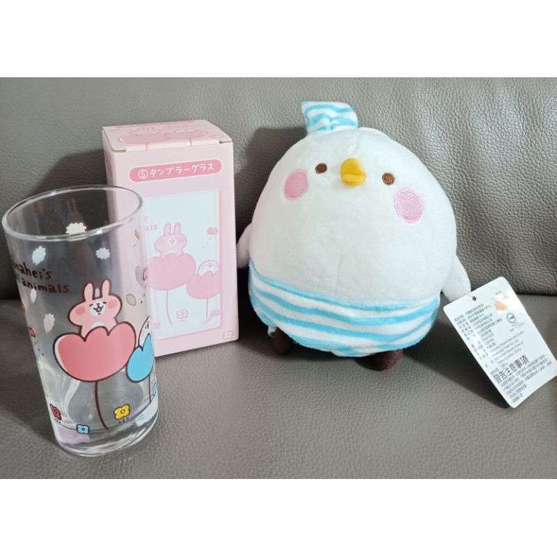 * 日本 卡娜赫拉 的小動物 一番賞 粉紅兔兔 P助 花苞 造型 玻璃杯 水杯 + P助 睡衣 絨毛 娃娃 玩偶