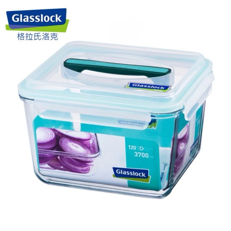 Glasslock 附提把手提強化玻璃保鮮盒-3700ml