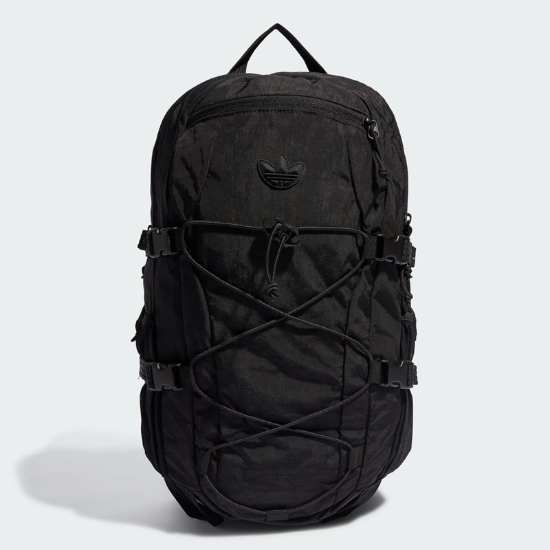 DY• ADIDAS OG ADVENTURE BACKPACK 後背包 戶外運動風 繩索 拉鍊 黑色 II3333