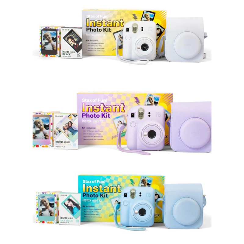 FUJIFILM 富士 instax mini 12拍立得相機原廠相機包 彩色邊框底片彩色保護套超值組合/底片 聖誕禮物