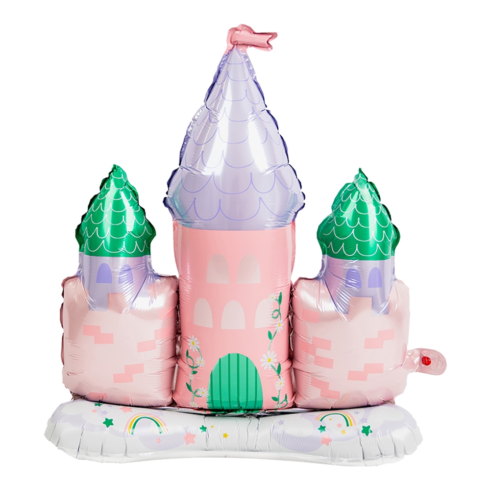 粉色城堡鋁膜氣球／城堡 派對氣球 鋁膜氣球 造型汽球 氣球 氣球佈置 氣球派對 生日佈置 打氣筒【B＆B幸福雜貨】